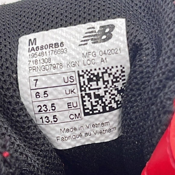 New Balance 680 V6IA680RB6 Bungee Red Low Top Hook & Loop Sneaker Toddler Size 7 - Picture 12 of 12